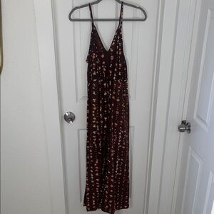 Vestique Brown Patterned Jumpsuit